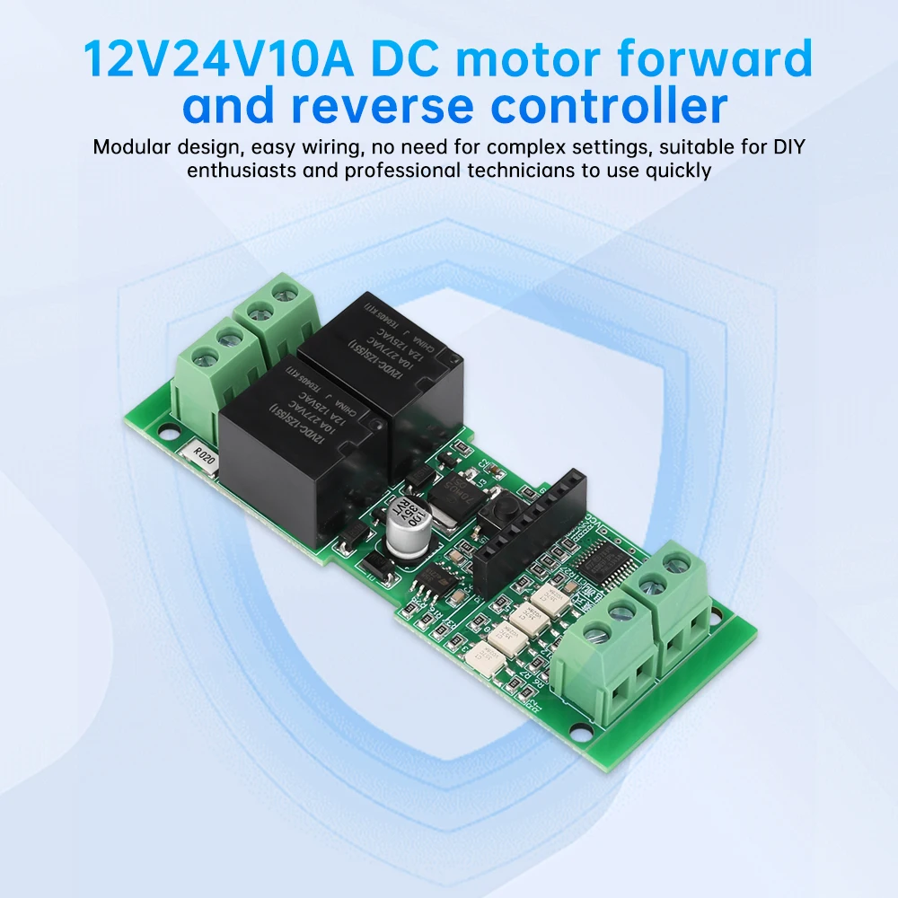 10A 12V 24V DC Motor Forward and Reverse Controller Module Overcurrent Protection Blocking Stop Support Wireless Remote Control