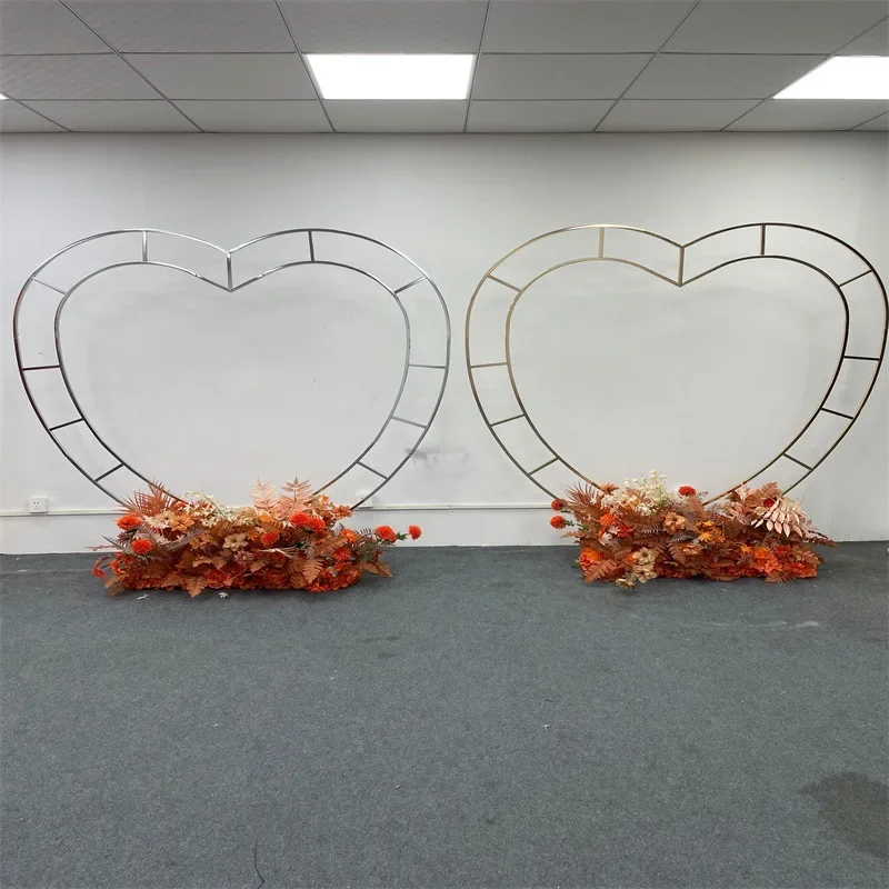 

1pcs New Wedding Arches Props Iron Art Heart shaped Background Decoration Stage Arrangement Creative Double Ring Love Stand