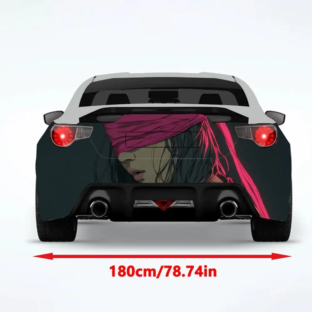 Woman with Pink Blindfold Car Sticker-Vinyl Decal for Car Rear, Waterproof Self-Adhesive Vinyl Stickers for Vehicle Tail & Bumpe