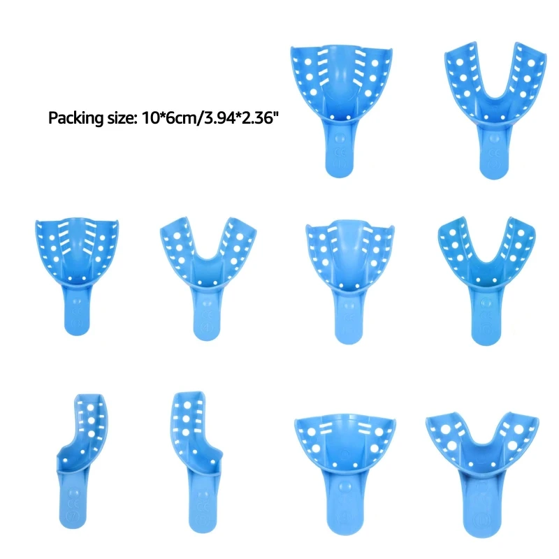 Dental for Impression Trays 10 Pcs/Set Disposable ABS Blue Trays Meet Different Dropship