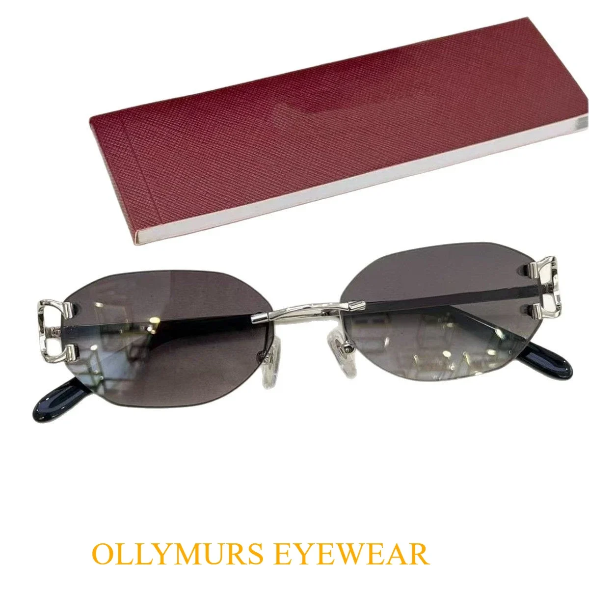 

Original Designer Metal Wind Horseshoe Buckl Luxury CT0029 Card Rimless Premium European American Fashion Sunglasses Protection