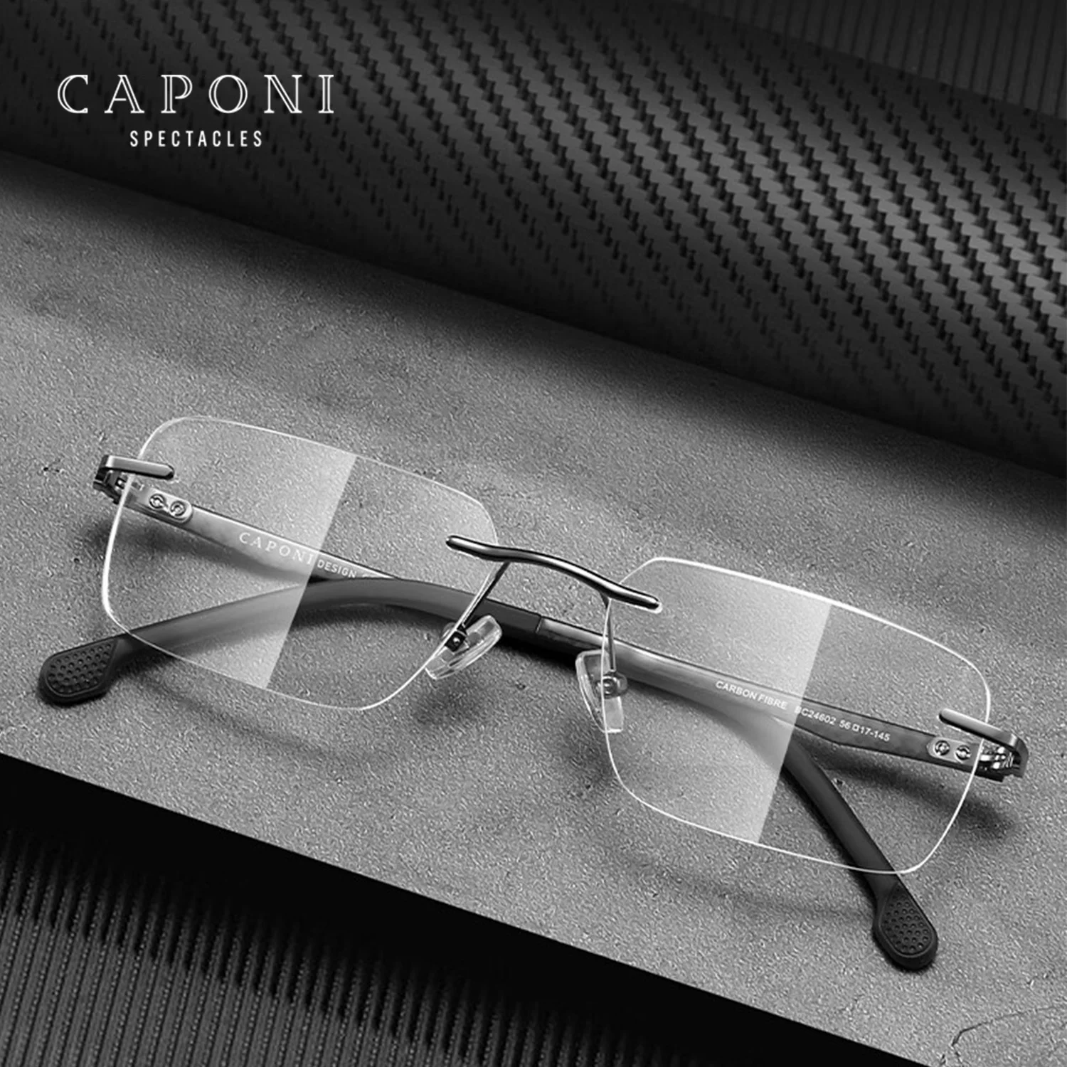 CAPONI Prescription Glasses Man Carbon Fiber High Quality Computer Myopia Glasses Anti-Blue Light Progressive Glasses PJ24602