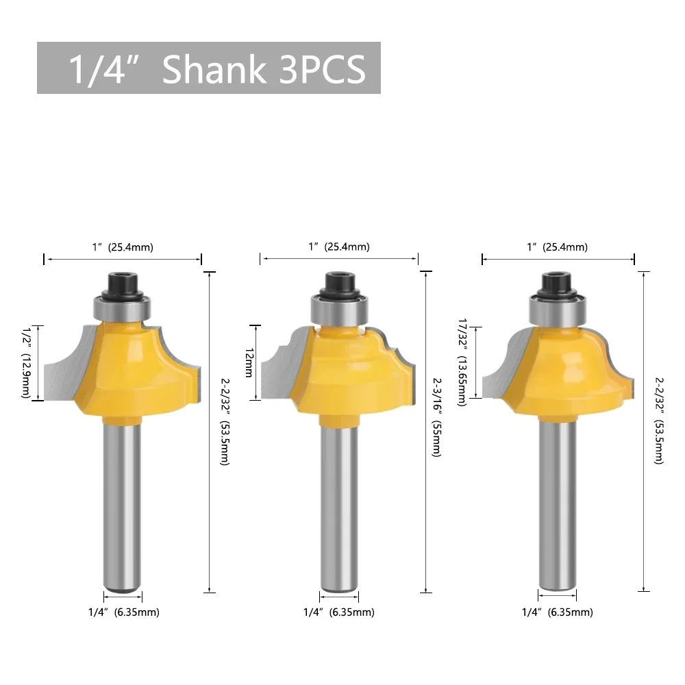 Imagem -03 - Carboneto de Tungstênio Router Bits Grupo 14 Shank Beading Bit Roman Ogee Rolamento Flautas Duplas Ferramentas para Trabalhar Madeira 062 Pcs