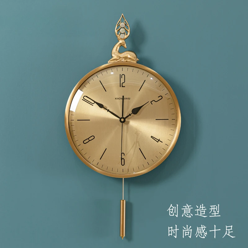 Nordic Luxury Gold Wall Clock Modern Design Metal Pendulum Clocks Wall Home Decor Silent Wall Watch Living Room Decoration Gift