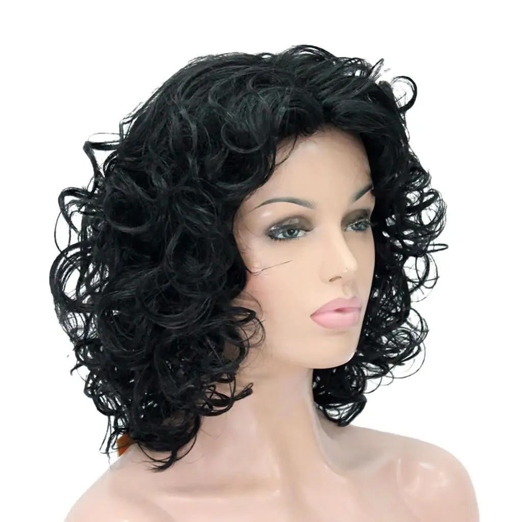 Women Short Kinky Wavy Curly Synthetic Fiber Hair Wigs Style / Lightweight / Multifuctional for Party School Office Trip