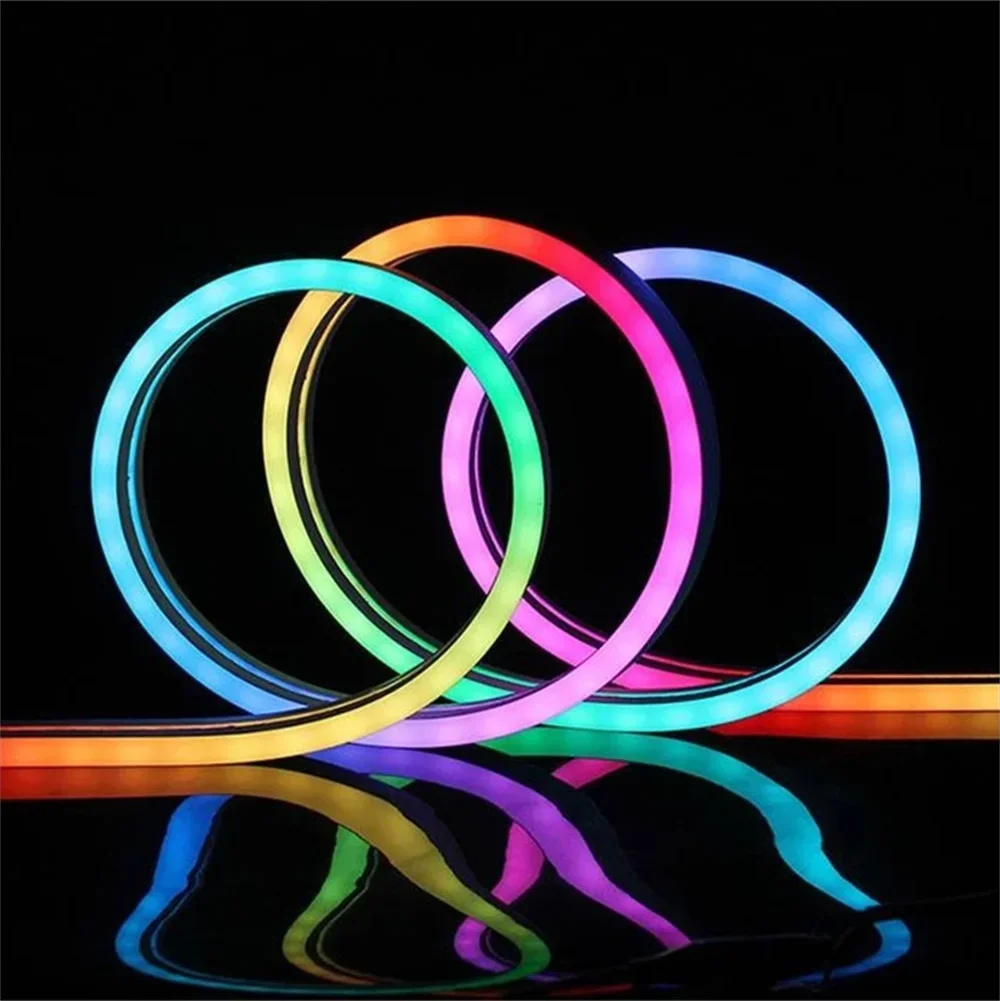Addressable Neon LED Strip Lights Flexible Digital RGB+IC LED Pixels Strip Light LED Rope Lights USB RGBIC LED Neon Rope Lights