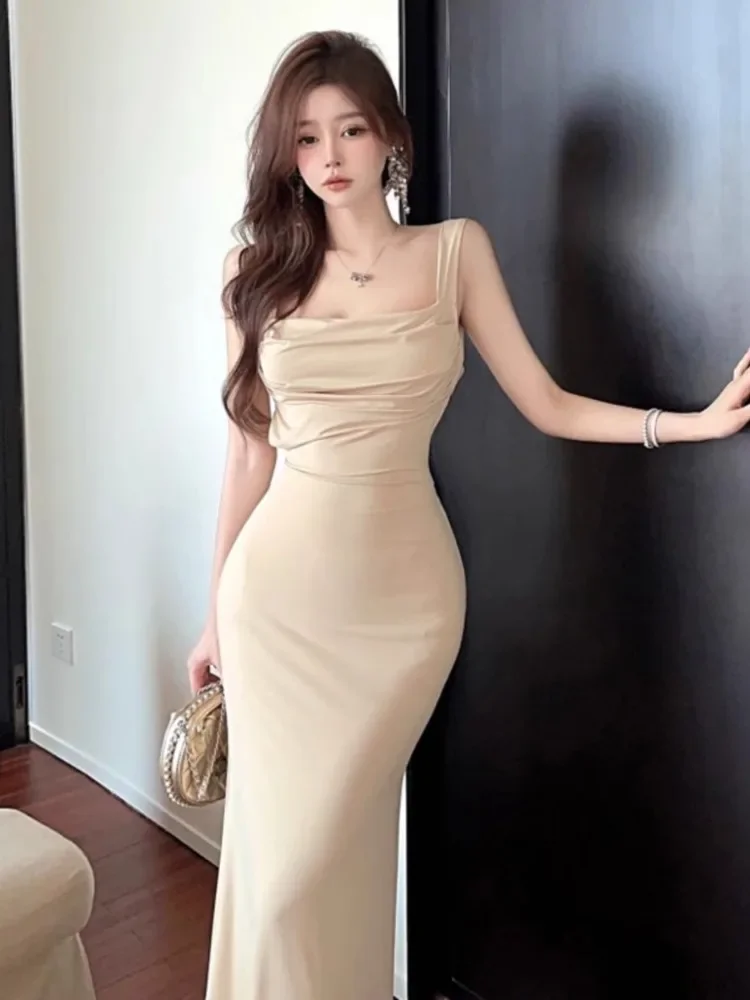 Topanoma Backless Evening Dresses Women Sexy Bandage Slash Neck Sleeveless Slim Mermaid Dress Elegant Cocktail Wedding Party