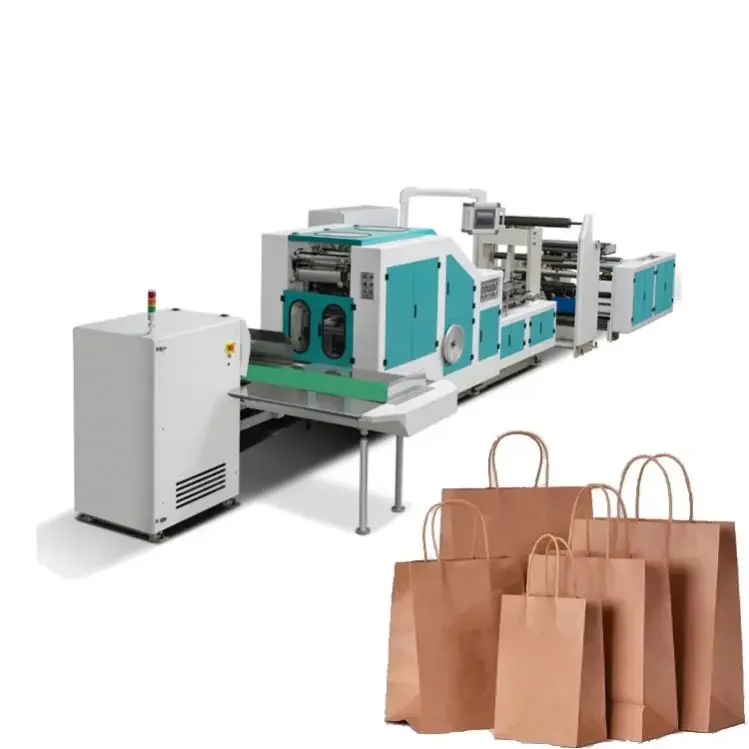 Flat Handle Automatic Square Bottom Making Machine Paper Bags