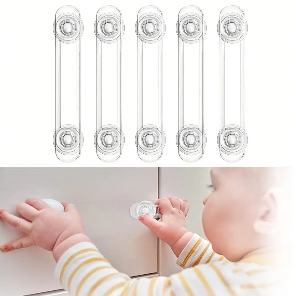 10 Pcs Baby Safety Drawer Locks, Transparent & Adjustable, For Cabinets/Drawers, Prevent Child Pinching