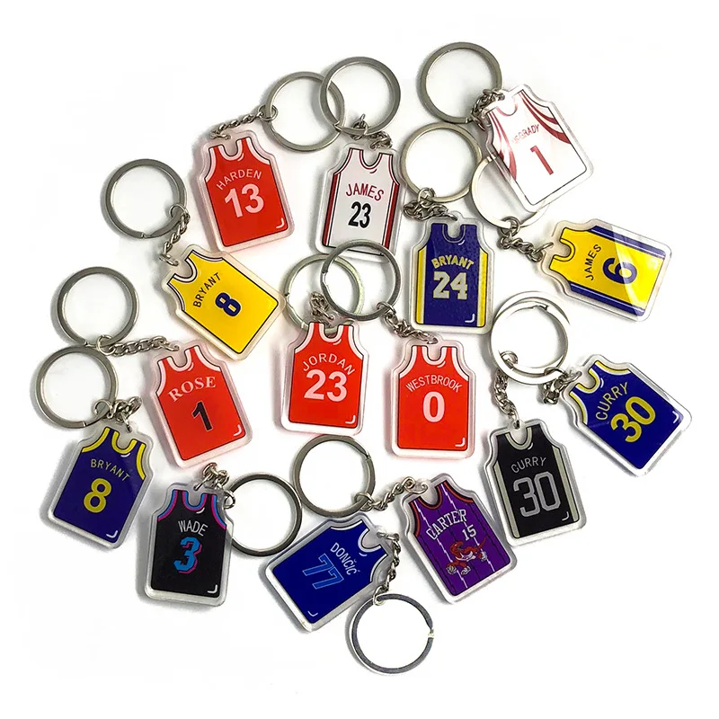 Basketball Stars Jerseys Key Chain Fashion Keychains Acrylic Bag Pendent Accessories Gift For Men Women Lanyard For Keys Casual