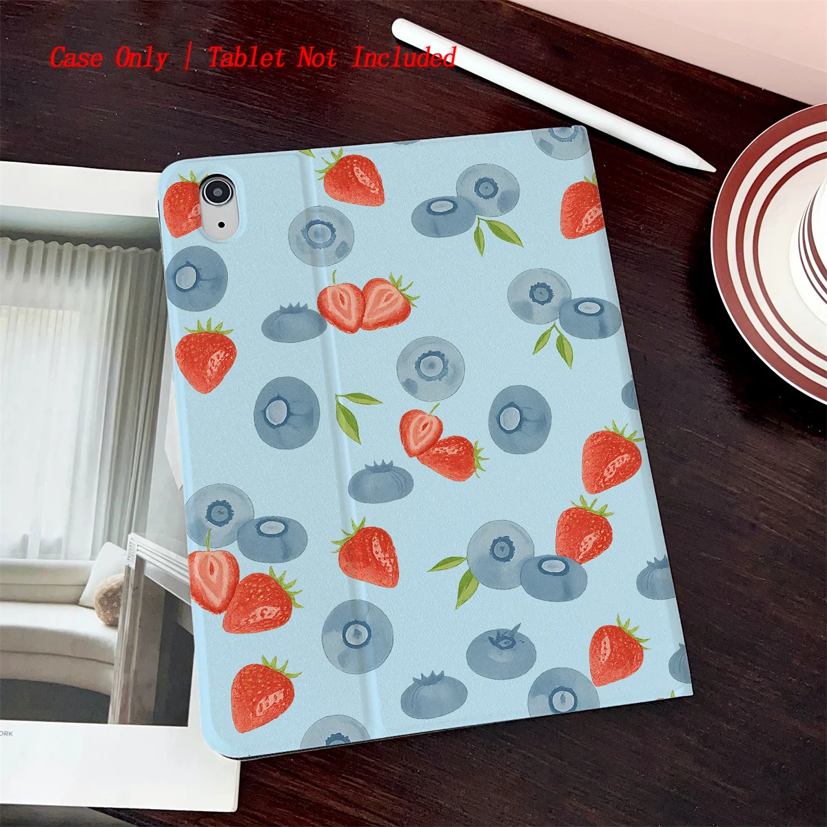 For ipad Magnetic case ferlPad 11th A16 pro Air 13 11 M3 M2 M4 Funda Cover For Fruit Strawberry and Blueberry Print Design Style
