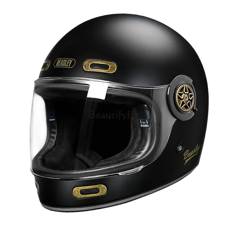 

Motorcycle helmet new fiberglass retro winter warm unisex cycling helmet