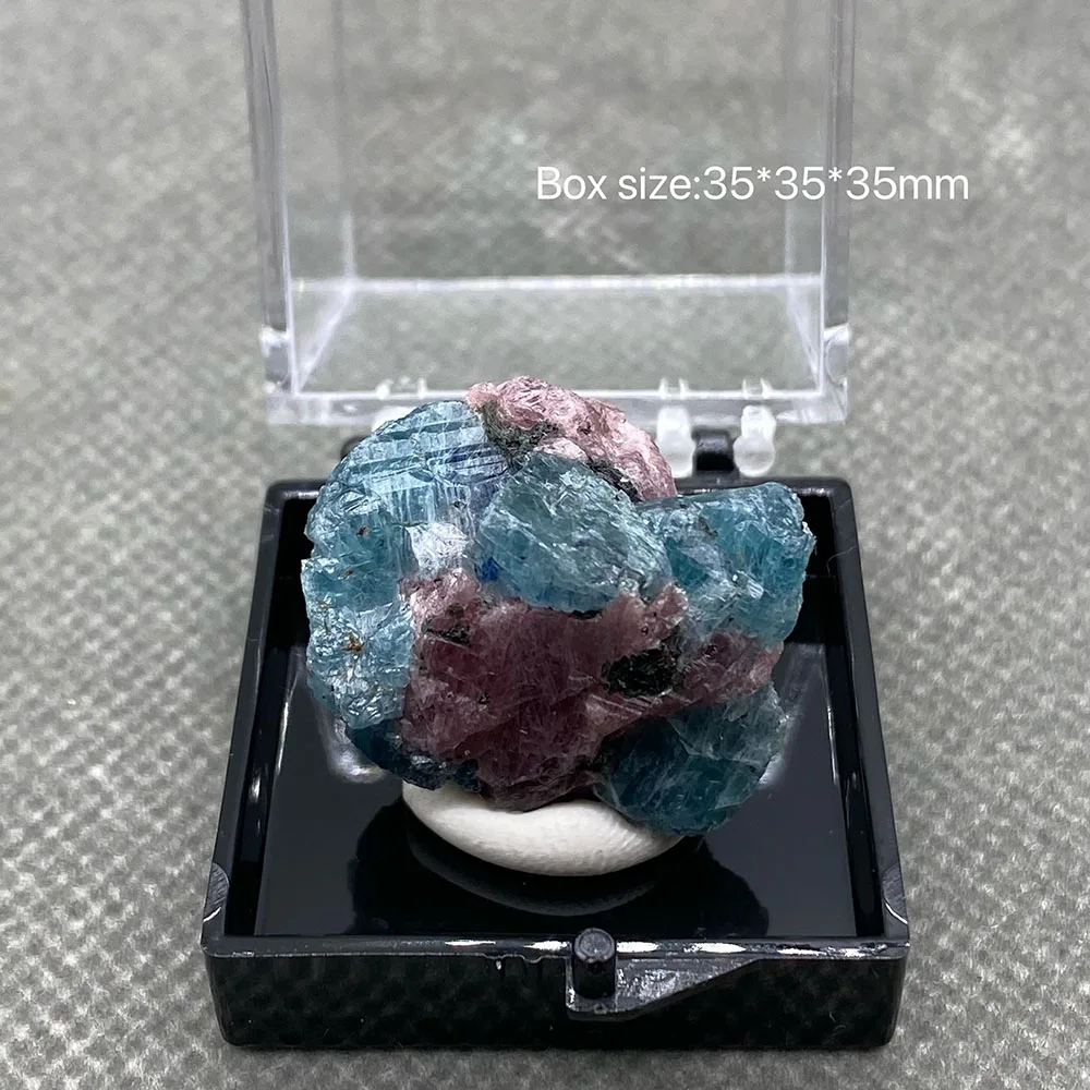 

100% natural ruby and aquamarine crystal raw stone ore specimens +Box size:35*35*35mm