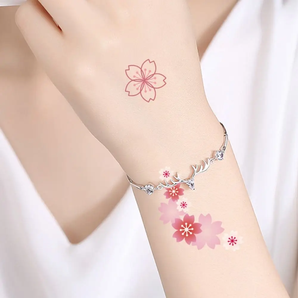 10 sheets/Bag Ins Wind Cherry Blossom Tattoo Stickers Non-toxic Long Lasting Arm Stickers Waterproof Sweatproof