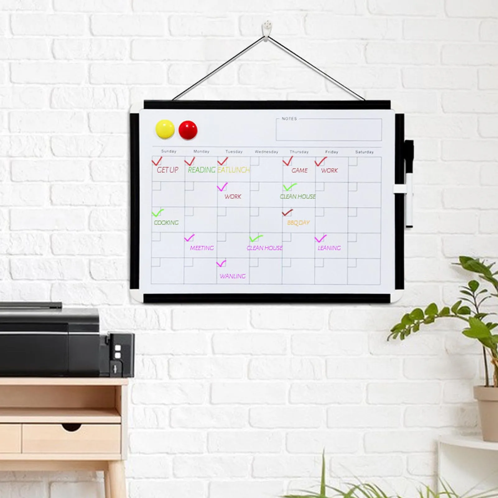 Monthly Calendar Dry Erase Whiteboard Replacement Magnetic Calendar White Board Easy To Write Practical Lightweight for School