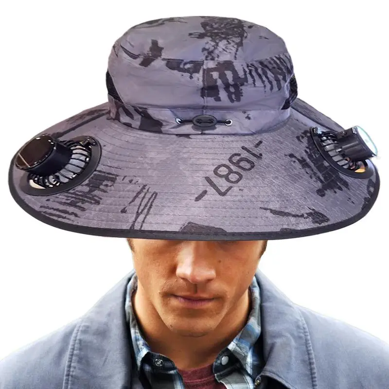 

Solar Fan Hats For Men Fishing Sunshade Hat UV Resistant Wearable Solar Powered Headgear With 3 Speeds For Workout Travel