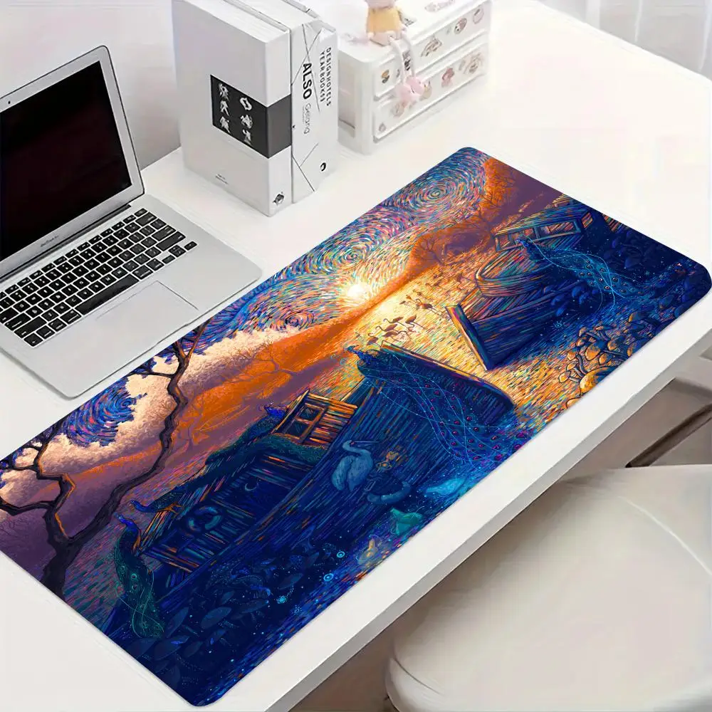 

XXL Large Gaming Mouse Pad,Abstract Beach Oil Painting Style Design Mouse Pad,Laptop Accessory, Suitable for Office and Home Use