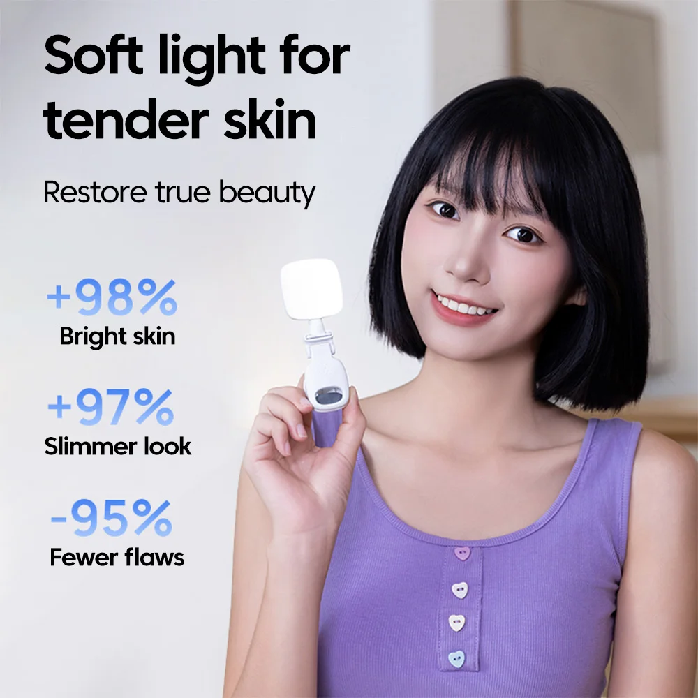 Mini luce lunare per selfie, luce di riempimento ricaricabile, 3 modalità, luminosità regolabile, clip per telefono, laptop, tablet, riunioni, trucco