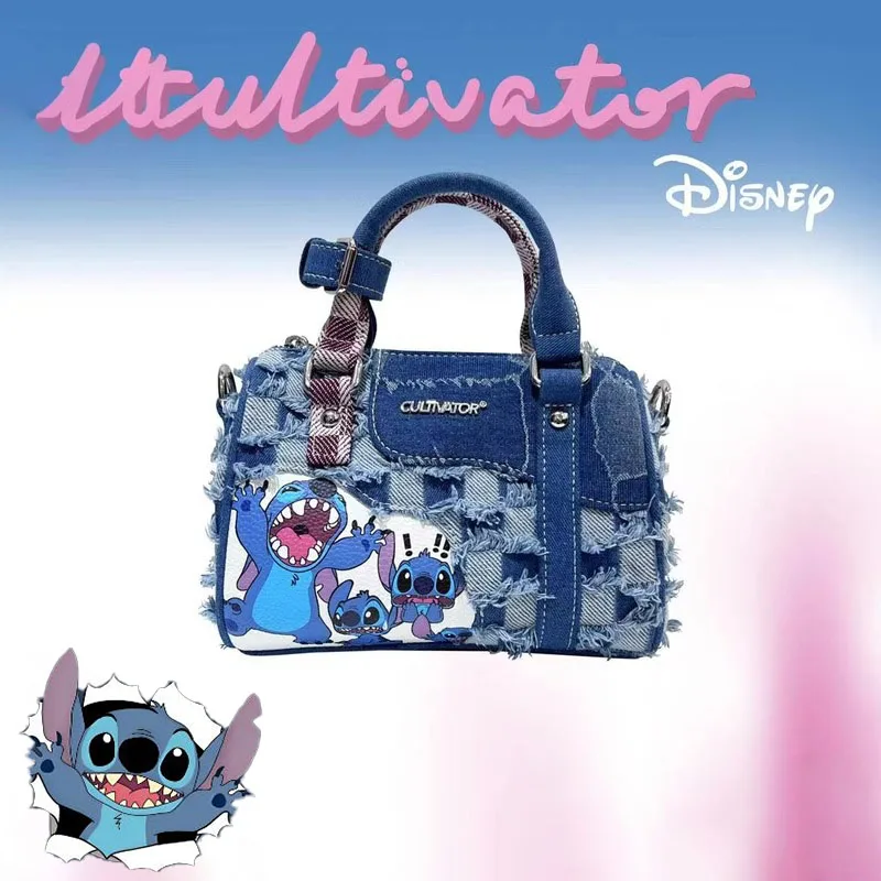 Stitch Handbag Denim Splicing Crossbody Bag for Women Disney Lilo and Stitch Fashion Portable Mobile Phone Bag Crossbody Bag