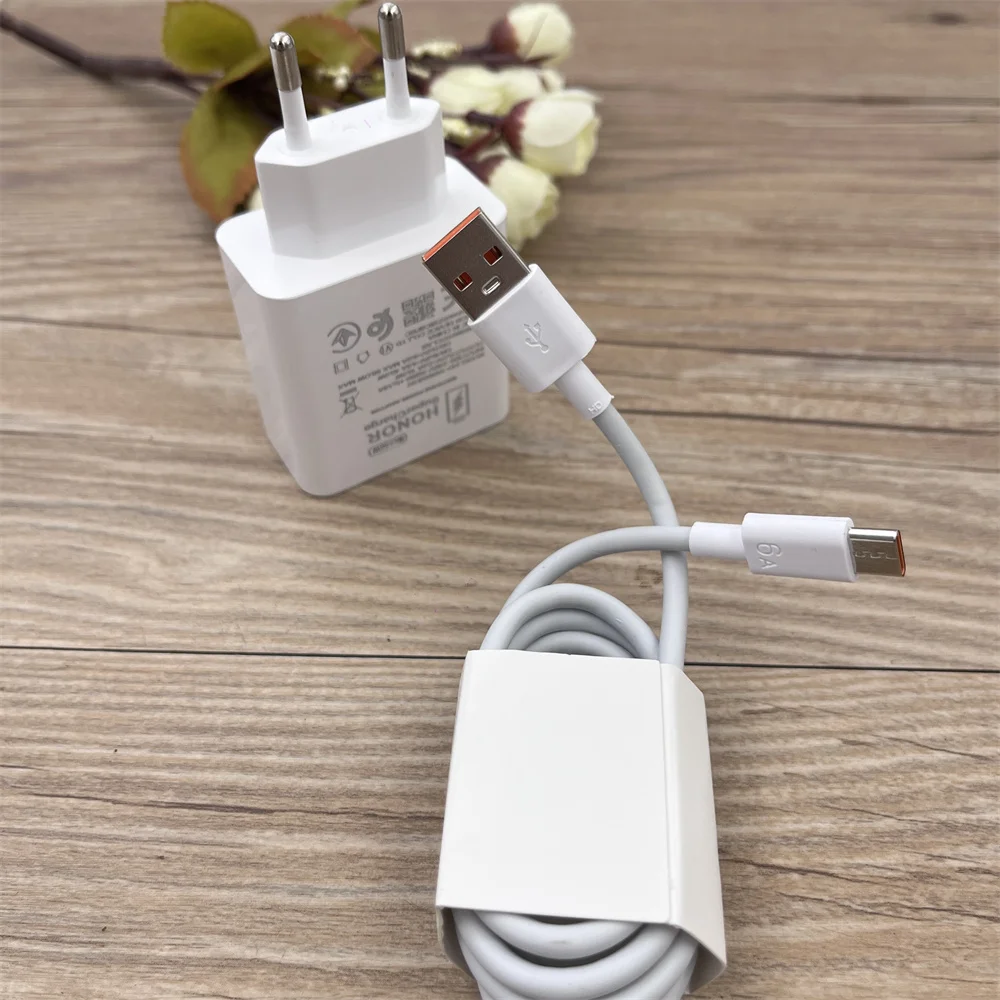 Original Honor 66W Fast Charger EU SuperCharge Power Adapter 6A Usb Type C Cable For Honor 400 300 Pro X60 Magic 8 7 6 5 4 Lite