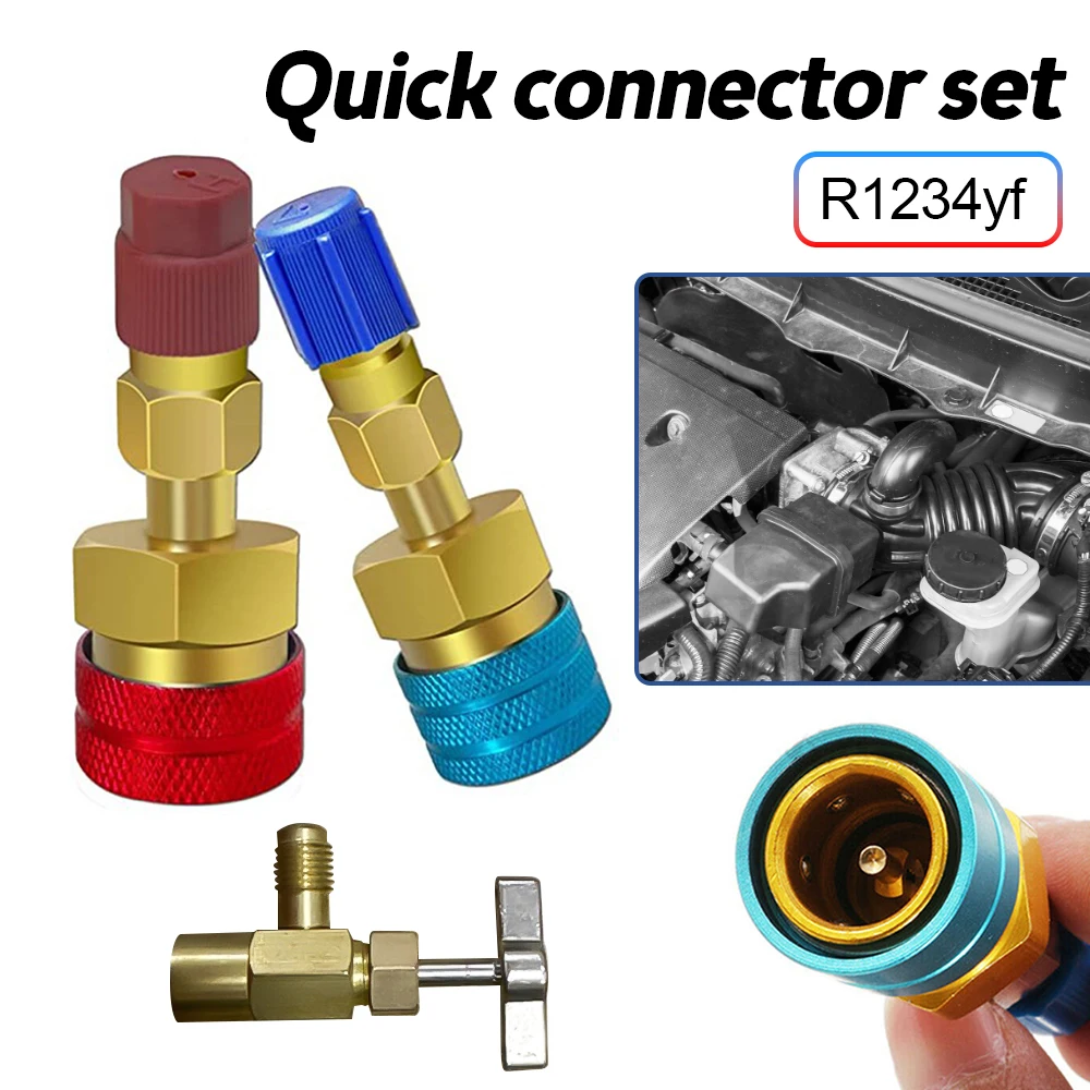 Adapter Quick Fitting Coupler for R1234YF To R134A High Low Side Adapter Fitting Connector Car Airconditioning Fitting Tool