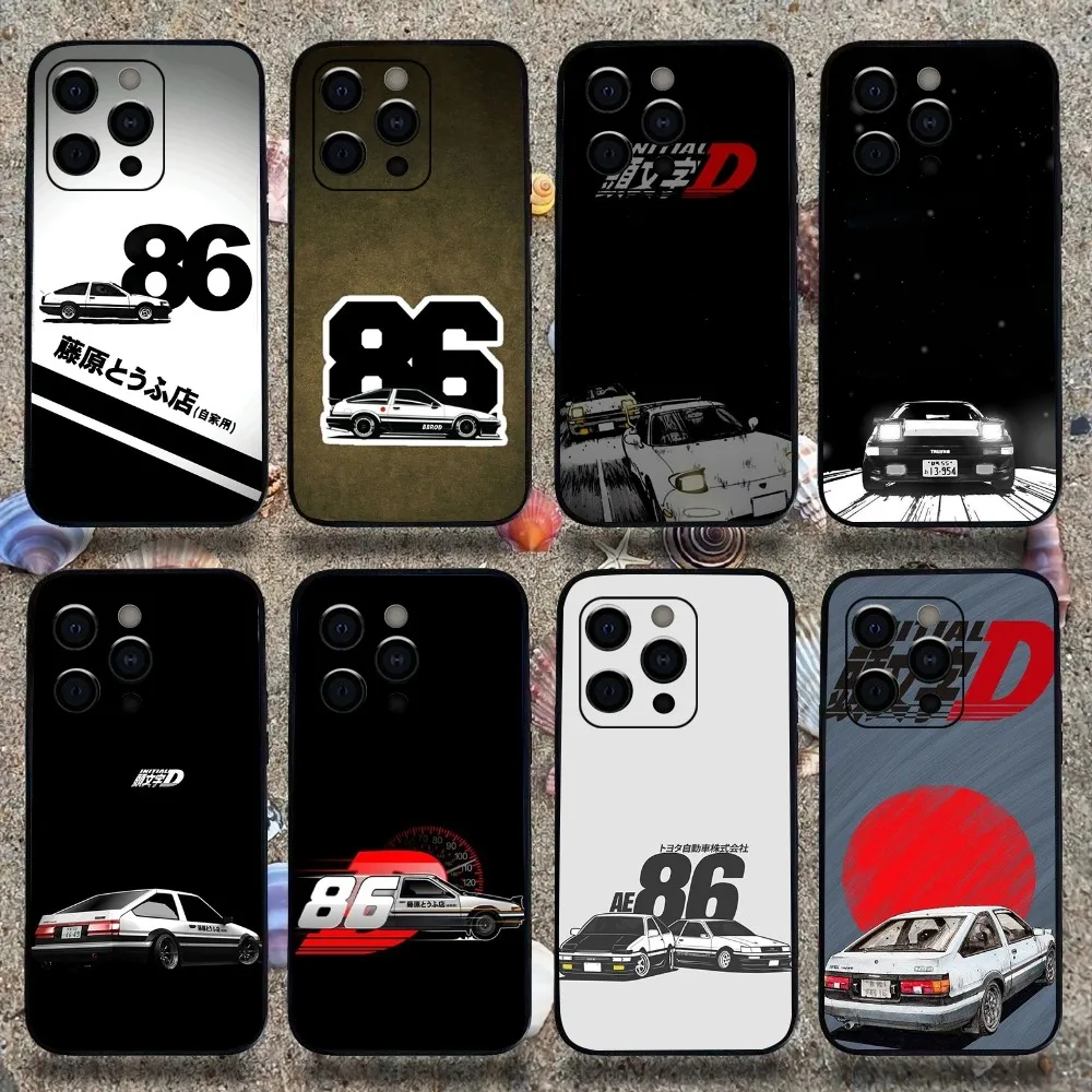 Anime I-Initial D A-AE86 Phone Case For Apple iPhone 15,14,13,12,11,Pro,X,XS,Max,XR,Plus,Mini Soft Black Cover