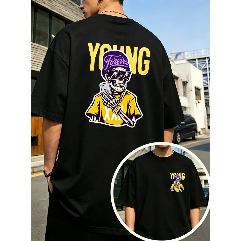 2026 New Short Sleeve Tee, Cool Hip Hop Punk Rock Festival Style, Skull 