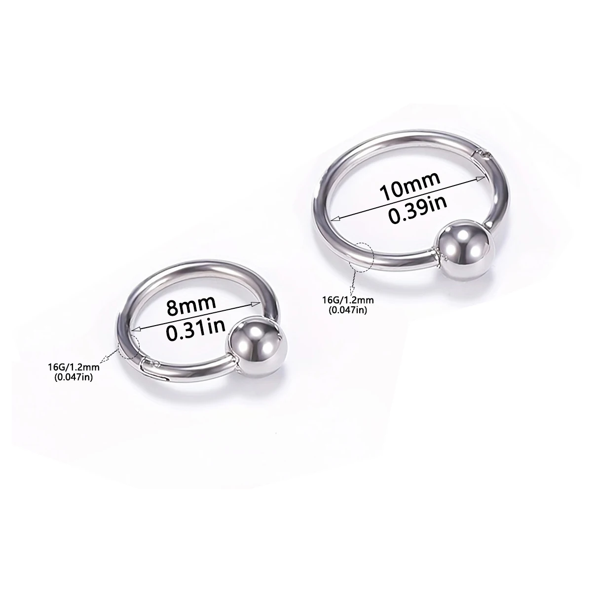 1-3pcs 16G Hinged Nose Ring Hoop Clicker Septum Nose/Lip Cartilage Tragus Daith Helix Lobe Rook Earr Pierecing Earlobe Earring
