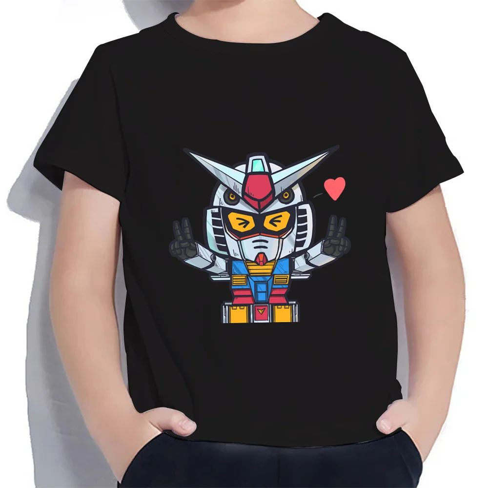 Children Clothes High Street Gundam Fashion 2024 Baby Clothes 100-160 Children\'s T-shirt Anime Boys Wear Summer Leisure Boy Tops