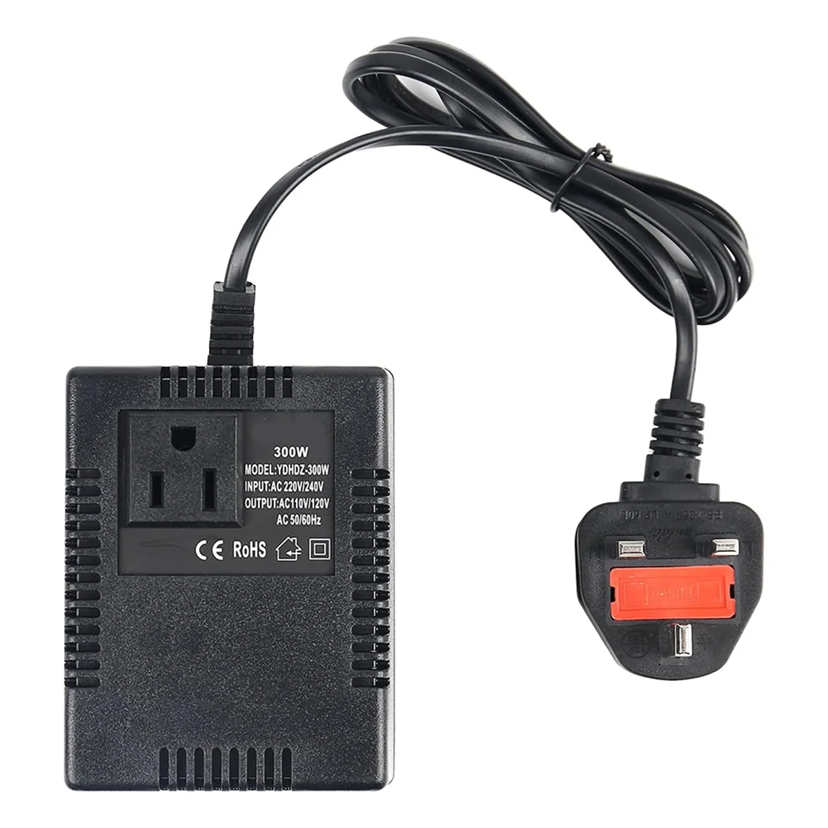 A002 300W Voltage Converter Transformer 220V/240V to 110V/120V, Intelligent Efficient Adapter with Thermal Protection UK Plug