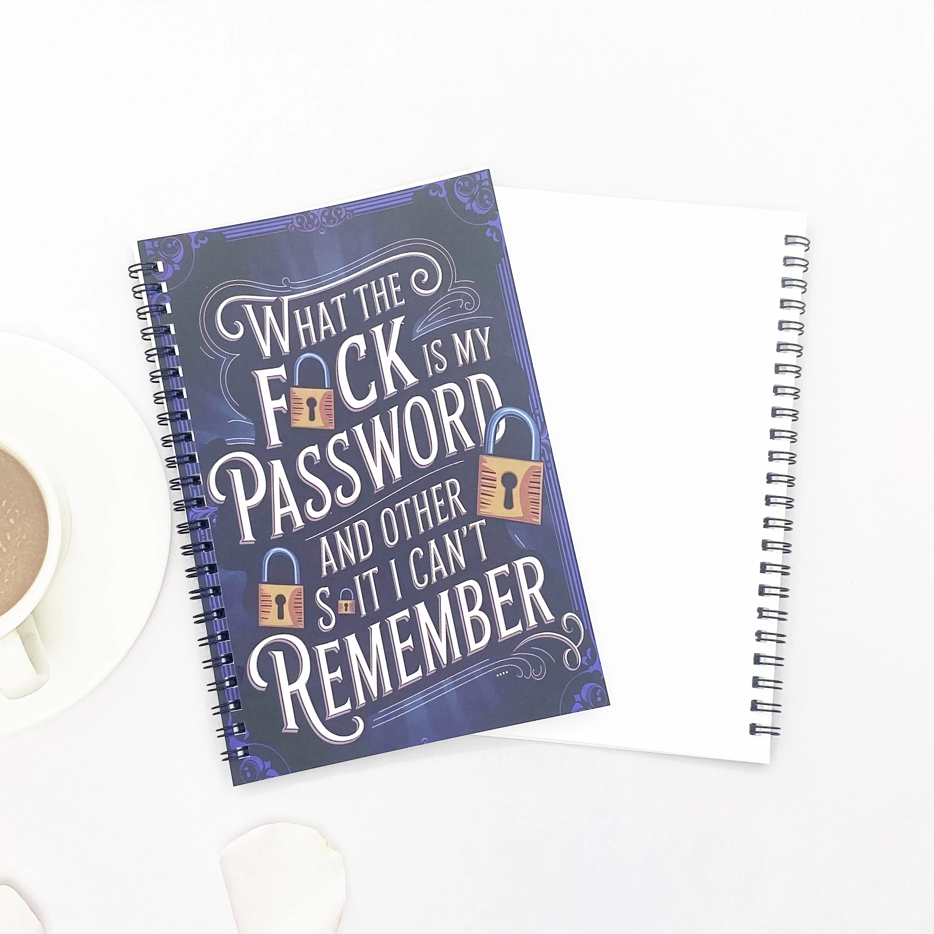 كتاب كلمة المرور الحلزونية |   1 قطعة |   تتبع التسجيلات وكلمات المرور |   استخدام المنزل/المكتب |   تصميم مفتاح الزخرفية