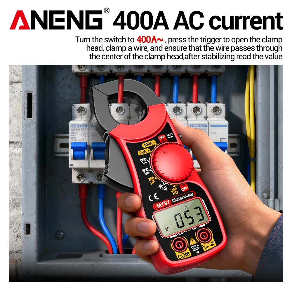 Professional Multimeter Clamp Meter Digital Voltage 1.45 Inch Large Jaw Current NCV Ohm High Precision Detector Tools ANENG MT87