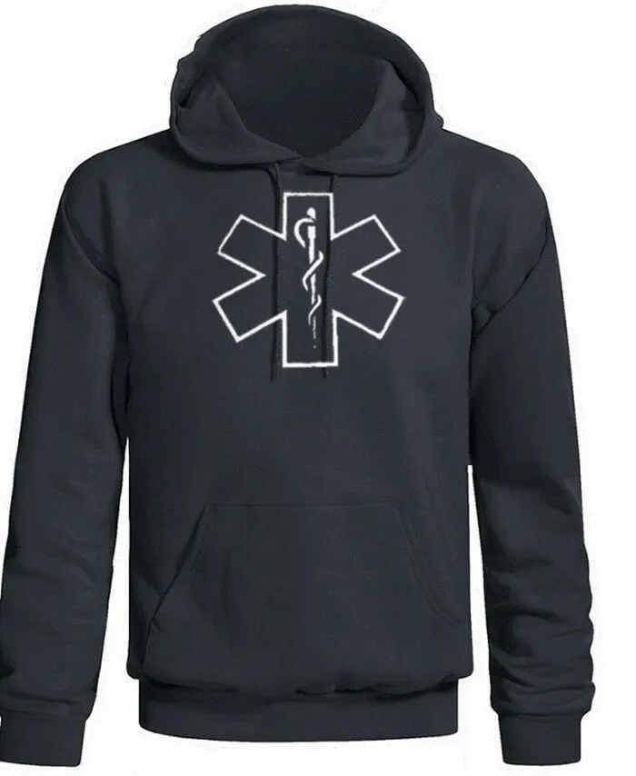 EMT EMS Star of Life Symbol Medic Paramedic Pullover Hoodie 100% Cotton Comfortable Casual Mens Sweatshirt Fashion Streetwear