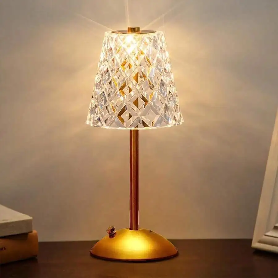 

Vintage Mini Lamp, Suitable For Household, Dining Table, Dining Room Cordless Table Lamp, Golden Rechargeable Lamps, USB Charge 12'' Tall LED Brass Portable Outdoor Indoor Table Lamp, 3-Color LED Small Portable Touch Lamp