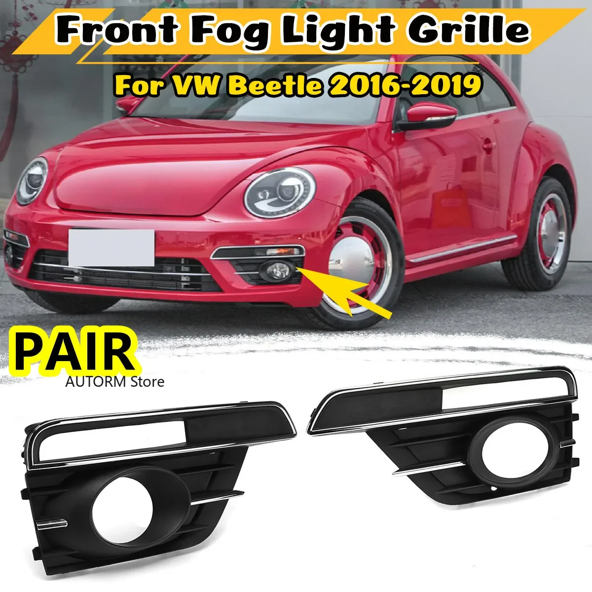 Pair Car Front Bumper Fog Light Cover Mesh Grille For VW Beetle 2016-2019 Fog Light Grille Cover 5C5854661J 5C5854662J