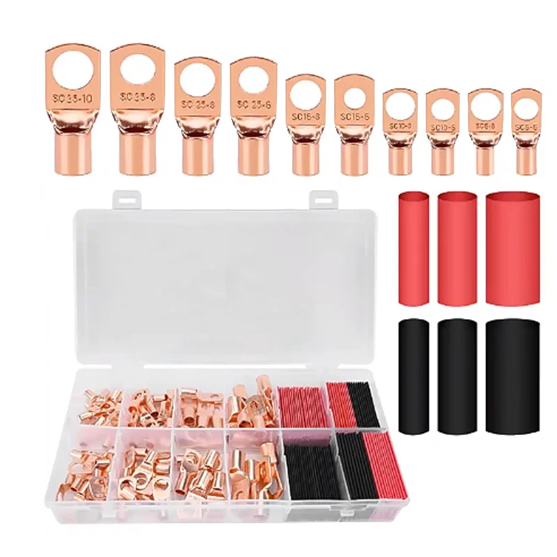 150Pcs Battery Cable Ends Battery Cable Ends Awg 2 4 6 8 10 Gauge Wire Connectors-AT64