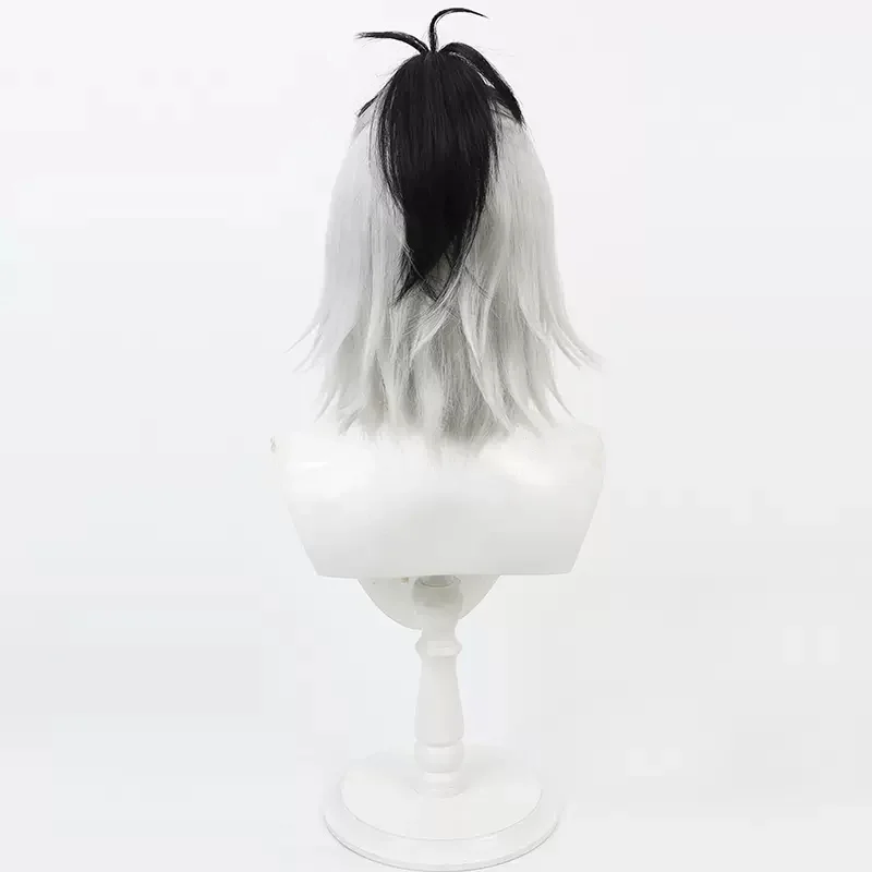 Peruca de cabelo sintético com L-email peruca, resistente ao calor, um vampiro vive no dormitório, Ruka Saotome Cosplay, cor preto e branco