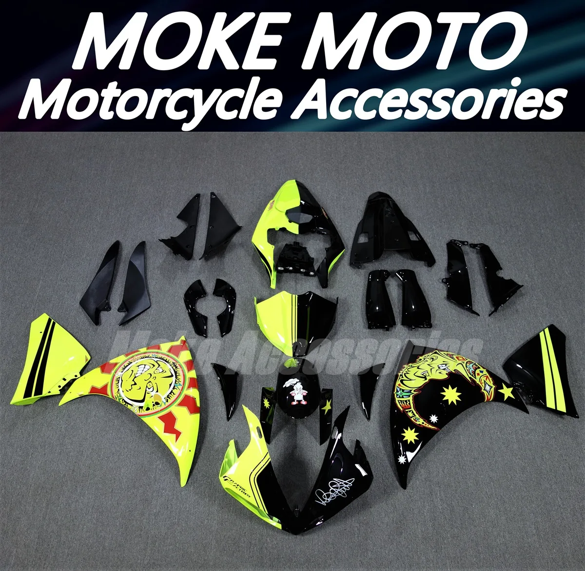 

Motorcycle Fairings Kit Fit For Yzf R1 2009 2010 2011 Bodywork Set High Quality ABS Injection Neon Black Sun Moon