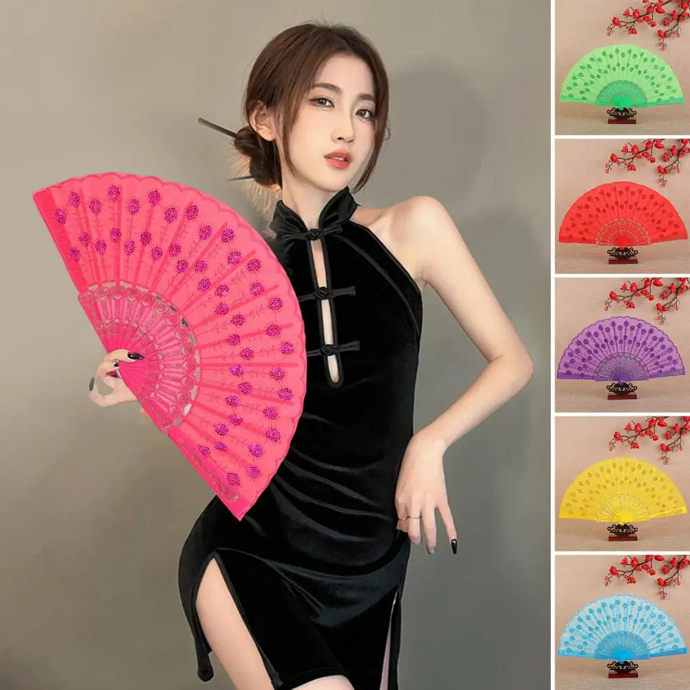 Spanish Style Folding Dance Performance Fan Peacock Dance Fan Portable Traditional Handheld Fan Photograph Props For Home Decor