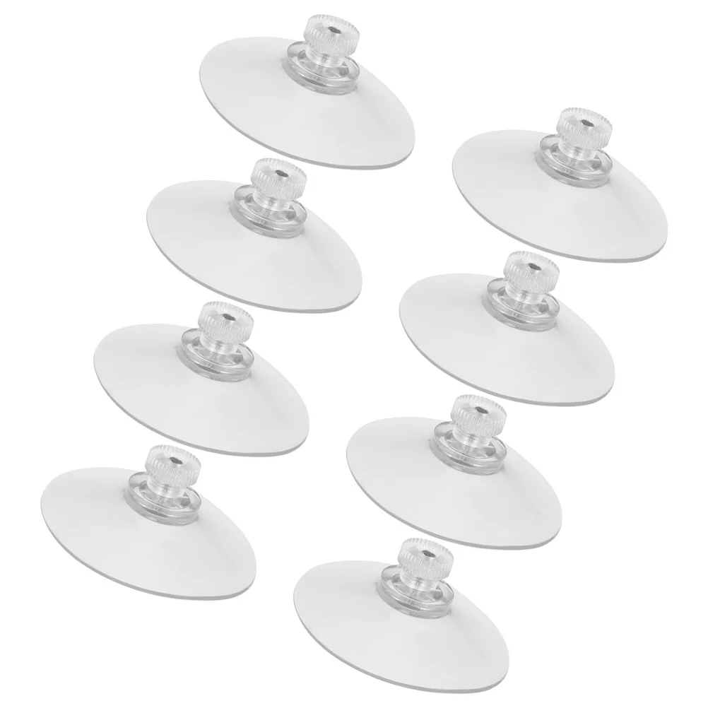 

8pcs Cup Hooks Plastic Suction Pads For Glass Window Bathroom Kitchen Tile Wall Threaded Suction Hangers Screw Nut Holder