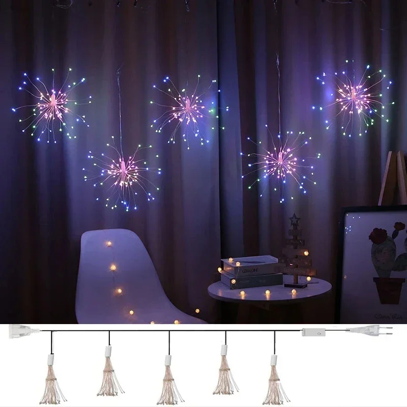 

Christmas Decoration Fireworks LED Fairy String Lights 3M 450LEDs Garland Curtain For Navidad Xmas 2025 New Year Holiday Decor