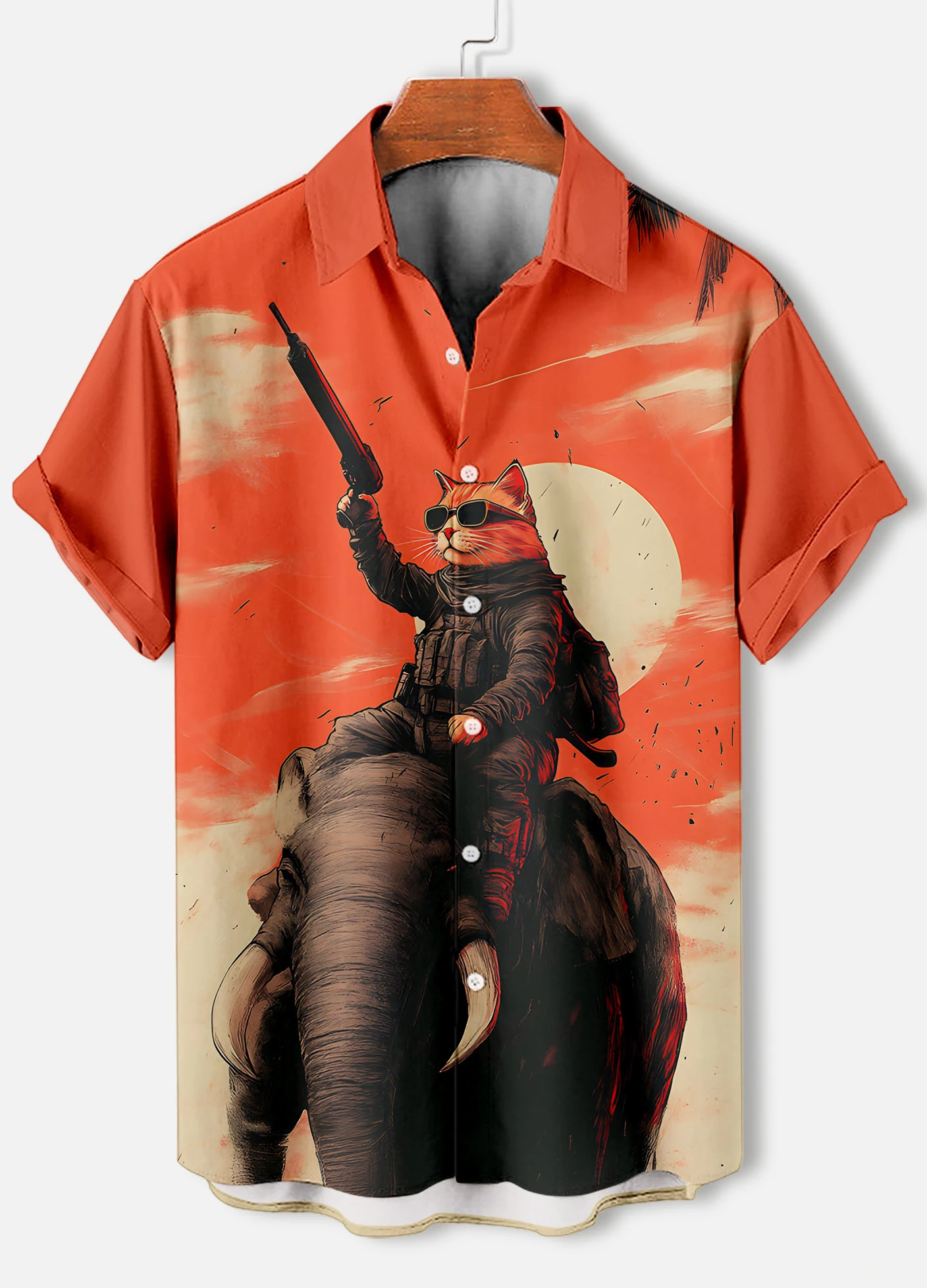 الرجال الرجعية الكرتون أنيمي القط موضوع قمصان قصيرة الأكمام قصيرة الأكمام بلايز موضة عطلة عادية الشارع الشهير الصيف قمصان رجالية #6