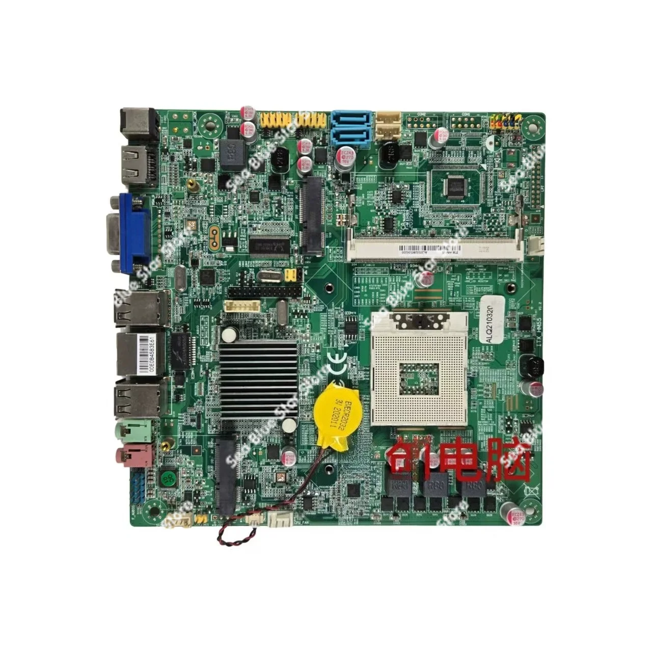Industrial  board ITX-HM55 v1.1 mini all-in-one machine DDR3 memory 17 * 17  second-hand disassembly of the main board