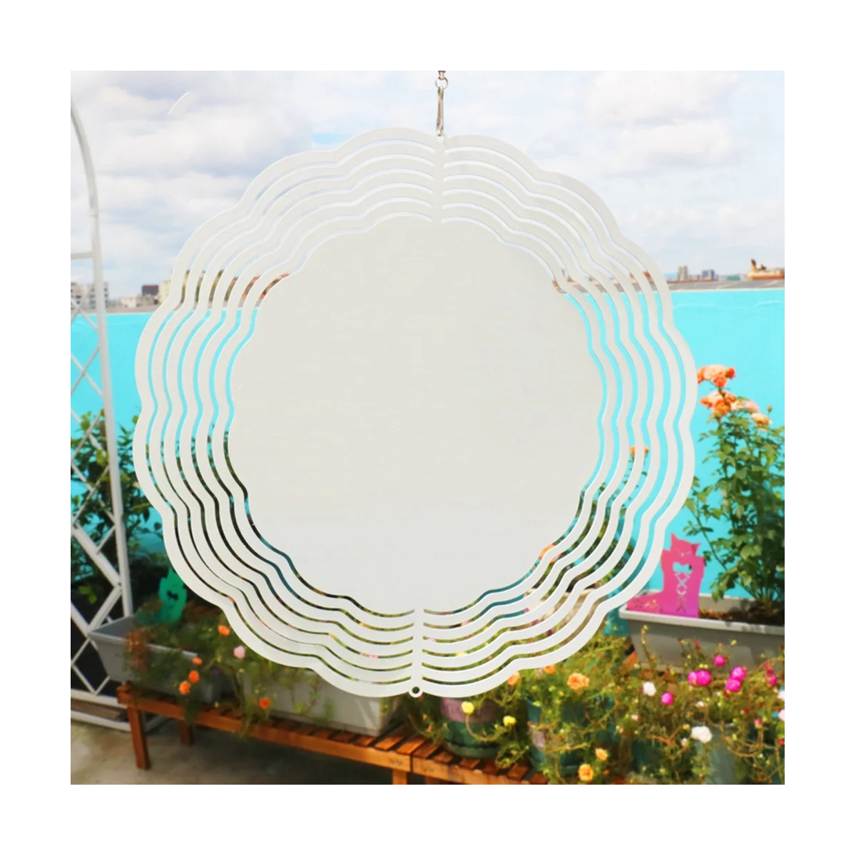 เครื่องปั่นลม3ชิ้น10นิ้วแบบระเหิด3D ลมหมุนแบบแขวนสำหรับตกแต่งสวนกลางแจ้งในร่มสปินเนอร์