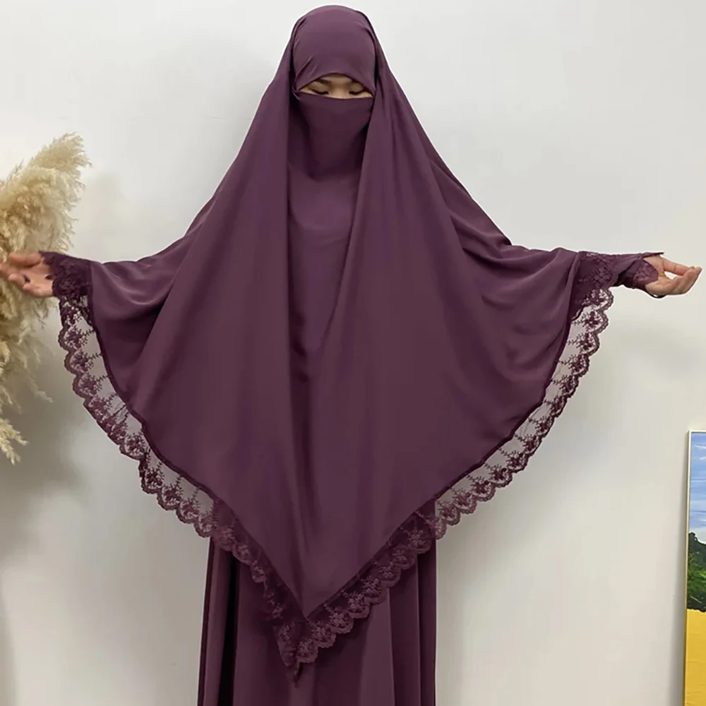 

Ramadan Khimar Islam Hijab Women Muslim Eid Prayer Garment Dubai Saudi Long Scarf Headdress Abaya Burqa Djellaba Kebaya Jalabiya