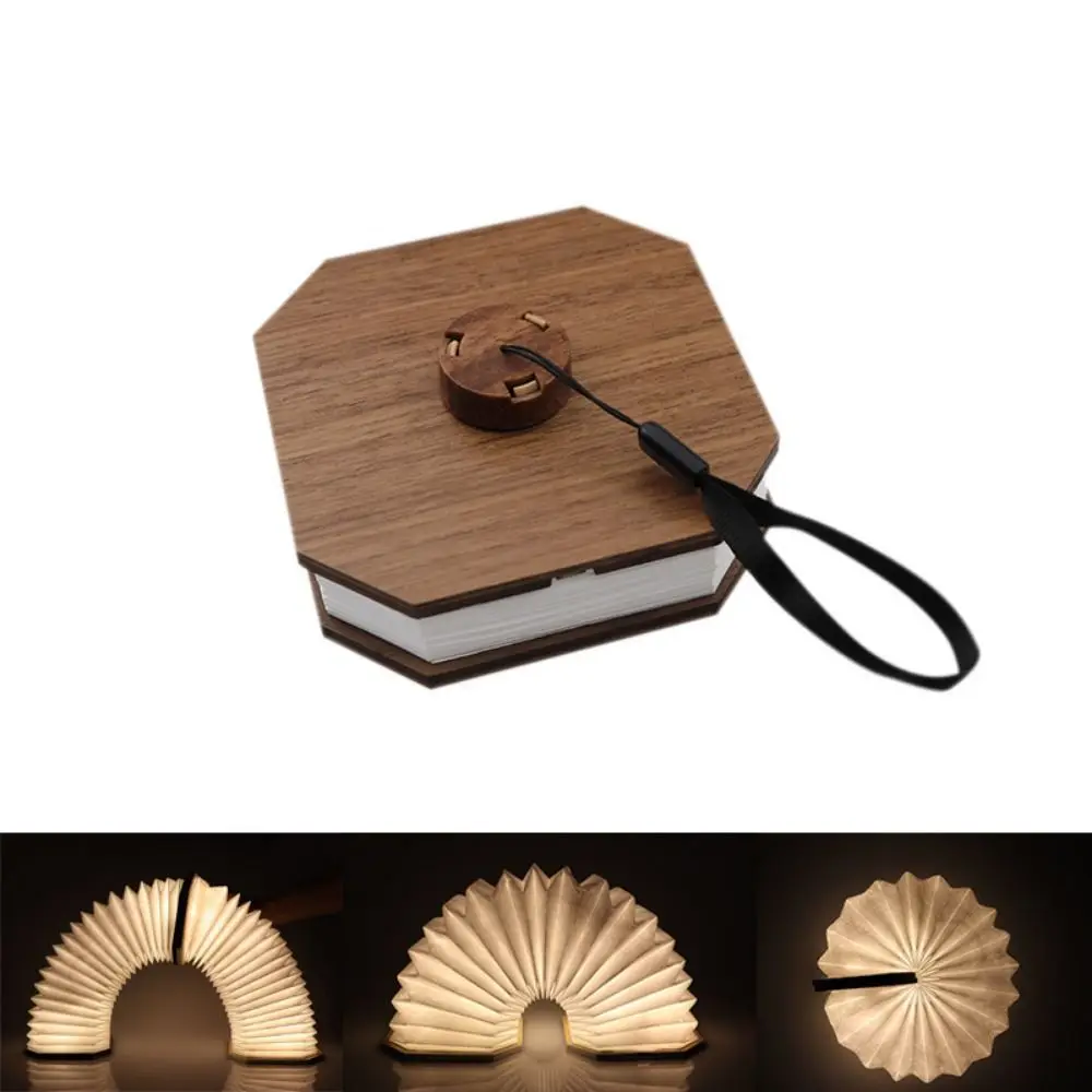 

Portable Folding Book Lamp 2 Colors Lights with Detachable Hand Strip Wooden Flip Night Light Soft Light Tear-resistant