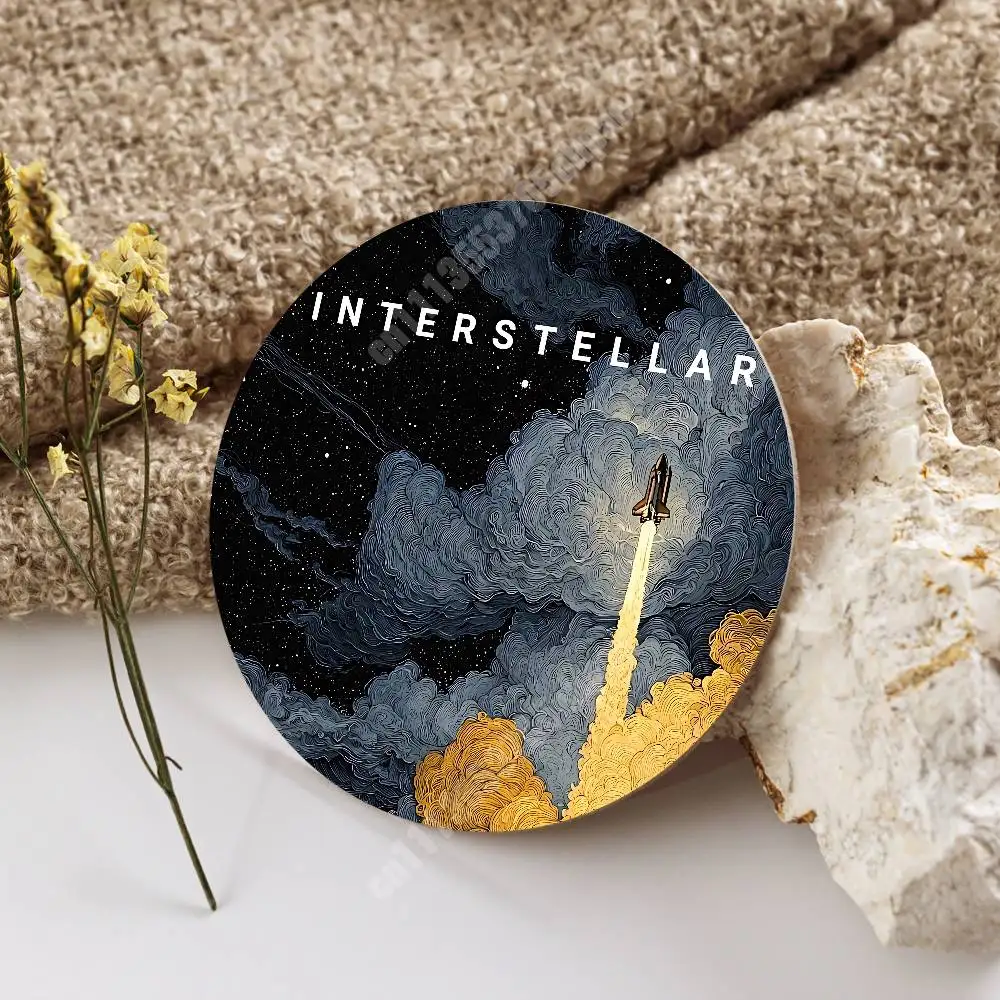 I-Interstellar-S Christopher Nolan Sci-Fi Wooden Cup Mat Cappuccino Vodka Juice Water Coaster for Flower Shop