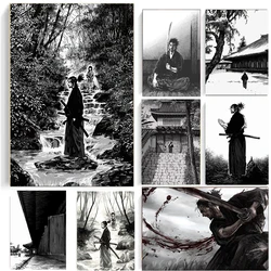 Japan Samurai Musashi Vagabond Black And White Prints Poster Canvas Painting Modern Wall Art Pictures Living Bedroom Home Decor