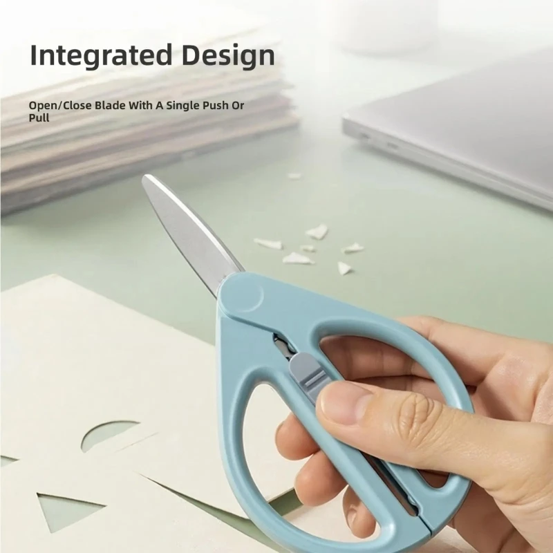 Safe Retractable Scissors with Concealed And Ergonomic Stretchable Grip
