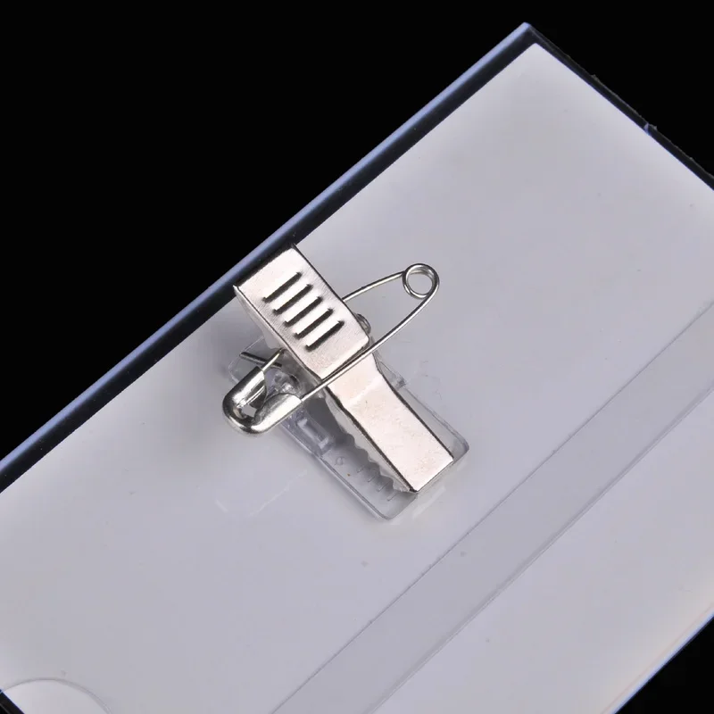 10pcs ID Name Badge Holder School Safety Pin Clip Sleeve Clear Waterproof Card Sleeves Sign Label Holders Conference